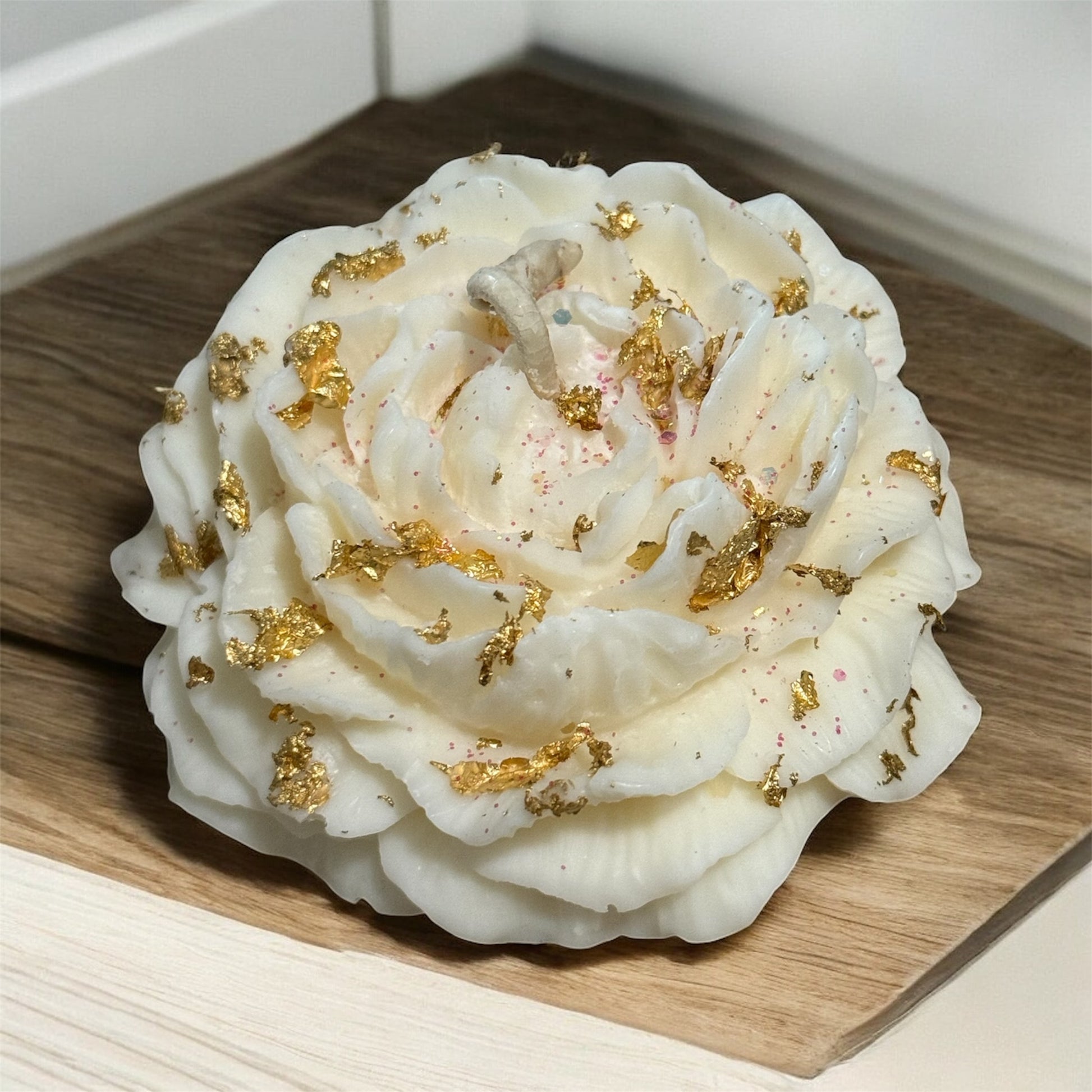 Peony flower candle 3”