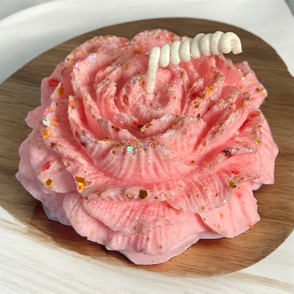 Peony flower candle 3”