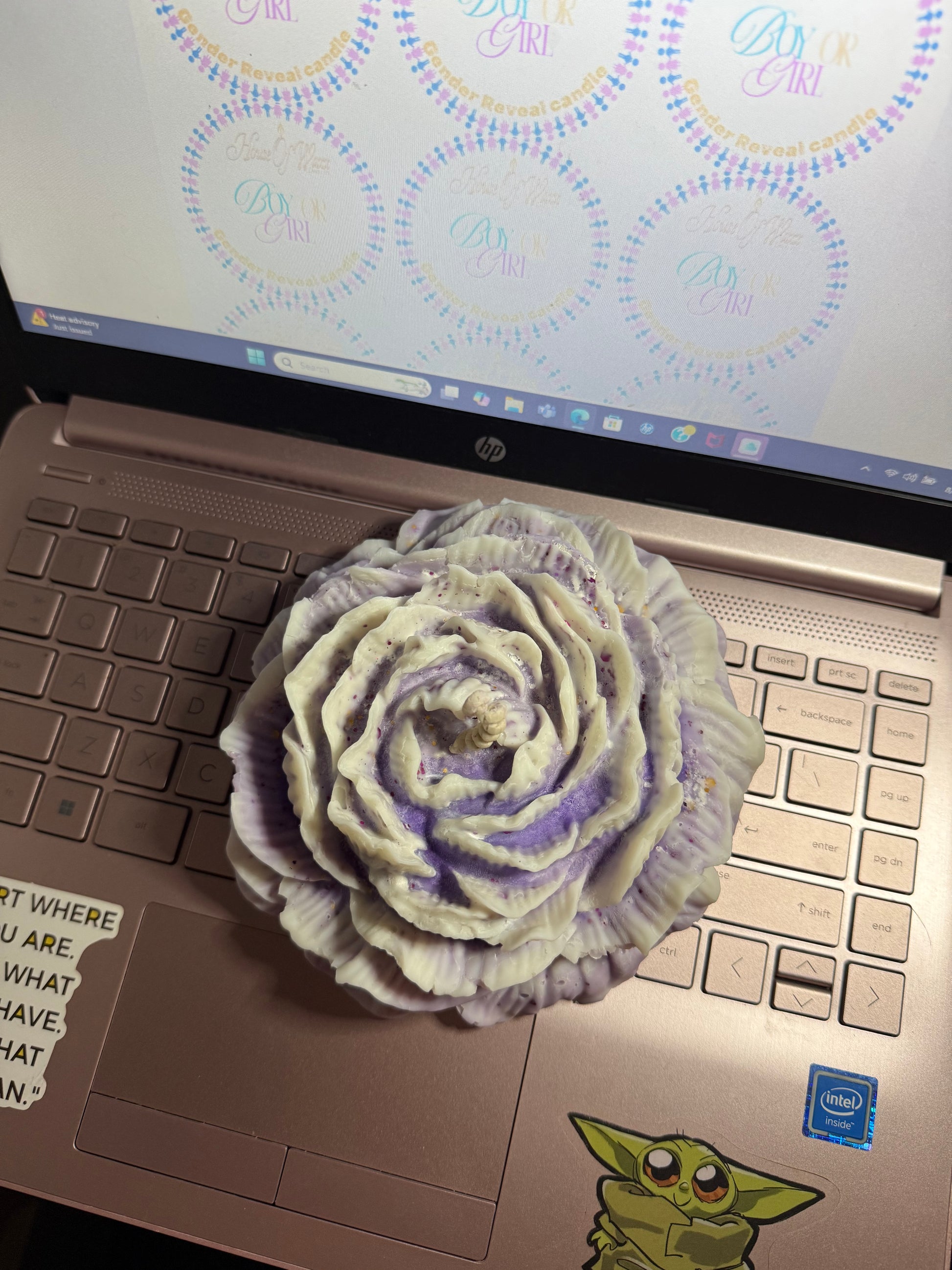 Peony flower candle 6.5”