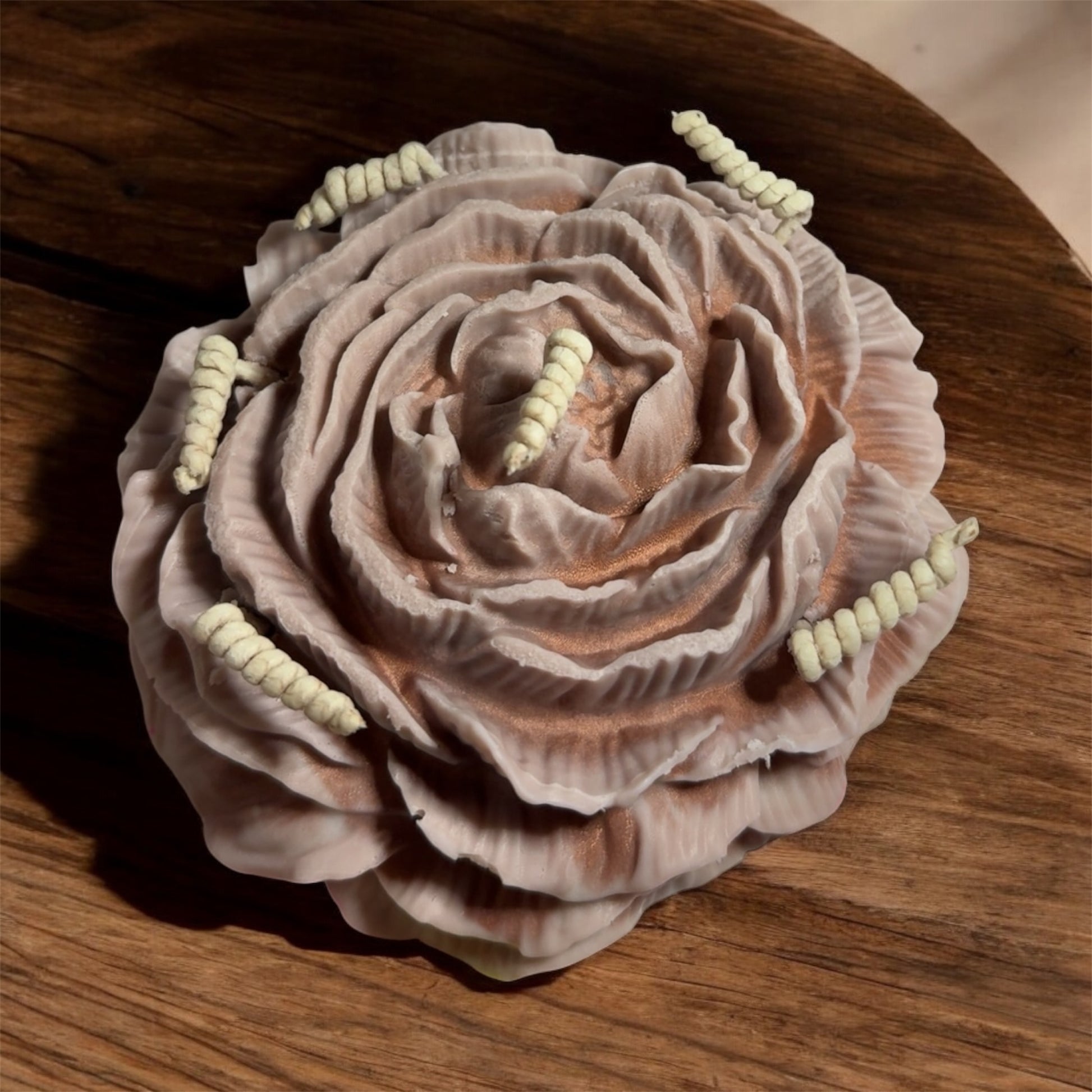 Peony flower candle 6.5”